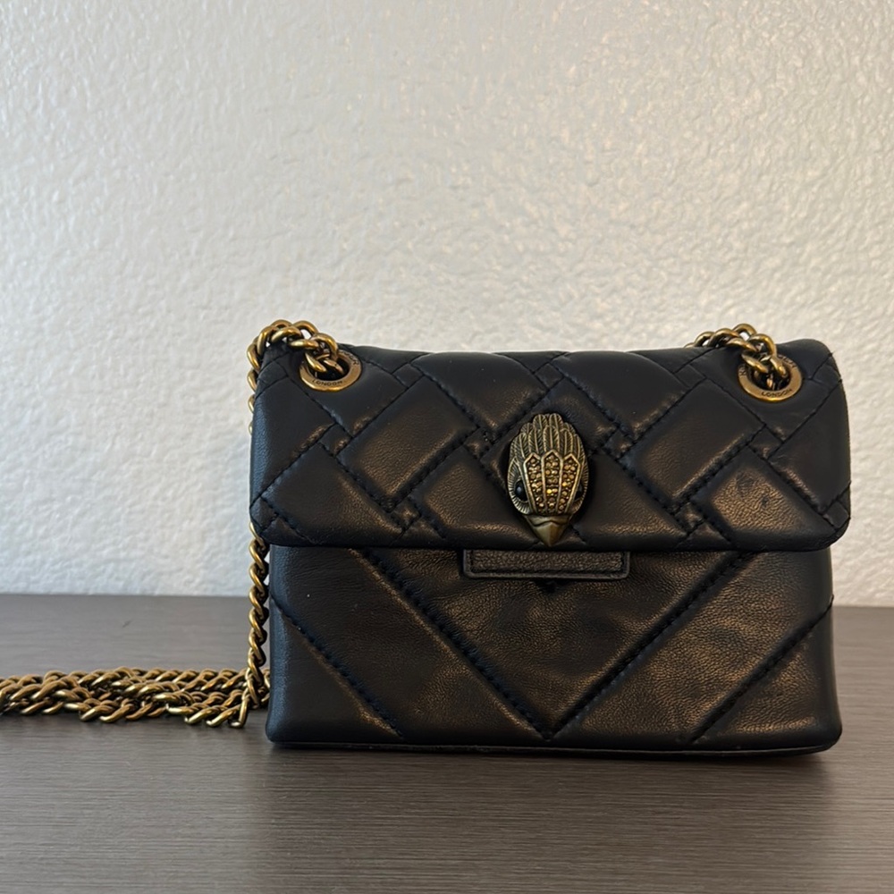 Kurt Geiger Black and Gold Quilted Clutch